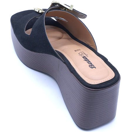 BR Black Cork Wedge Mule