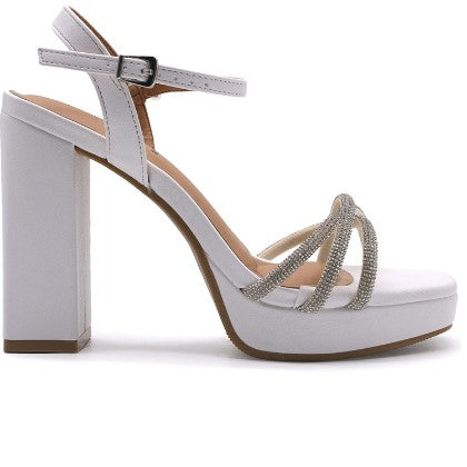 BR White Platform Sparkle Sandals
