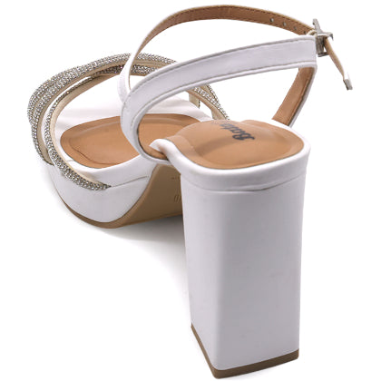 BR White Platform Sparkle Sandals