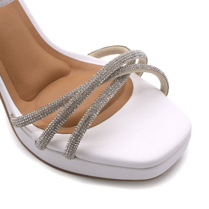 BR White Platform Sparkle Sandals