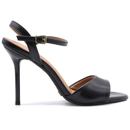BR Black Ankle Strap Stiletto Sandals