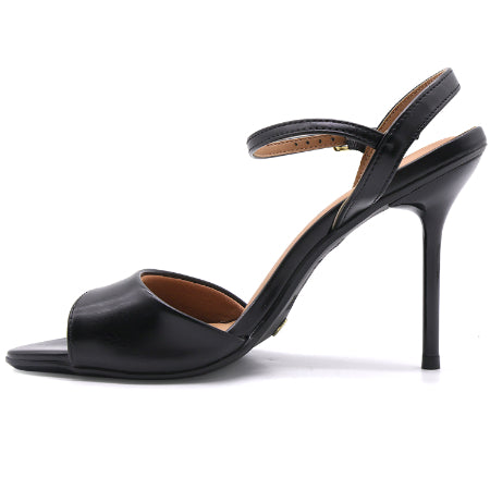 BR Black Ankle Strap Stiletto Sandals