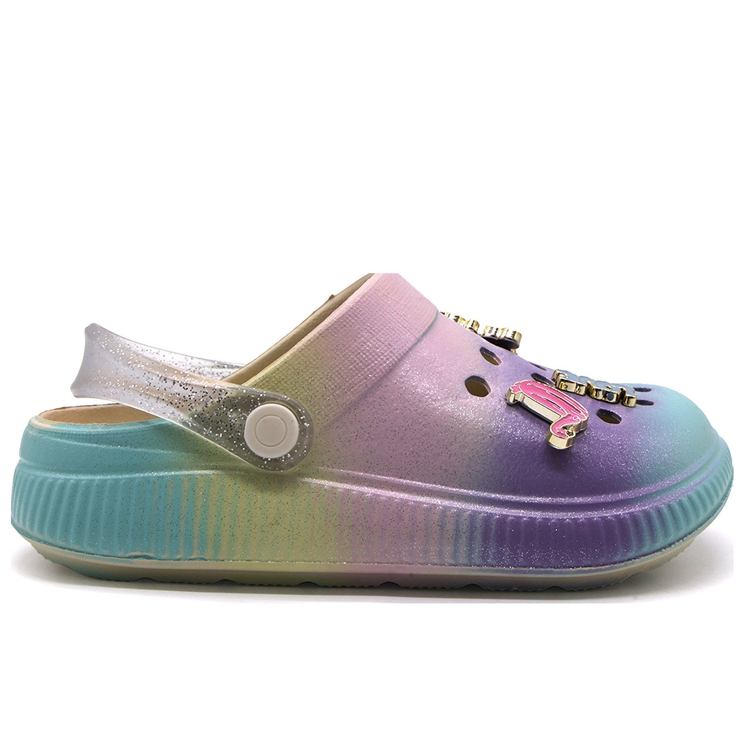 BR GIRLS RAINBOW CHARM CLOGS