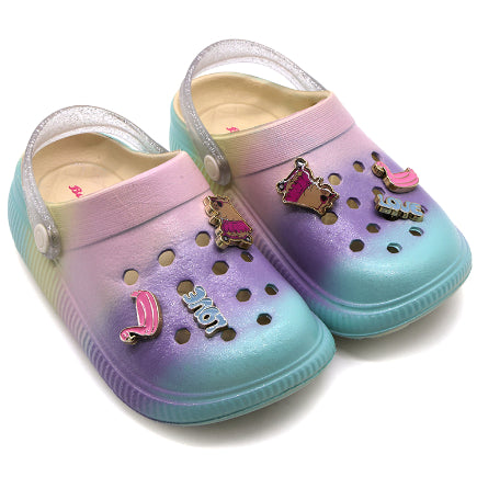 BR GIRLS RAINBOW CHARM CLOGS