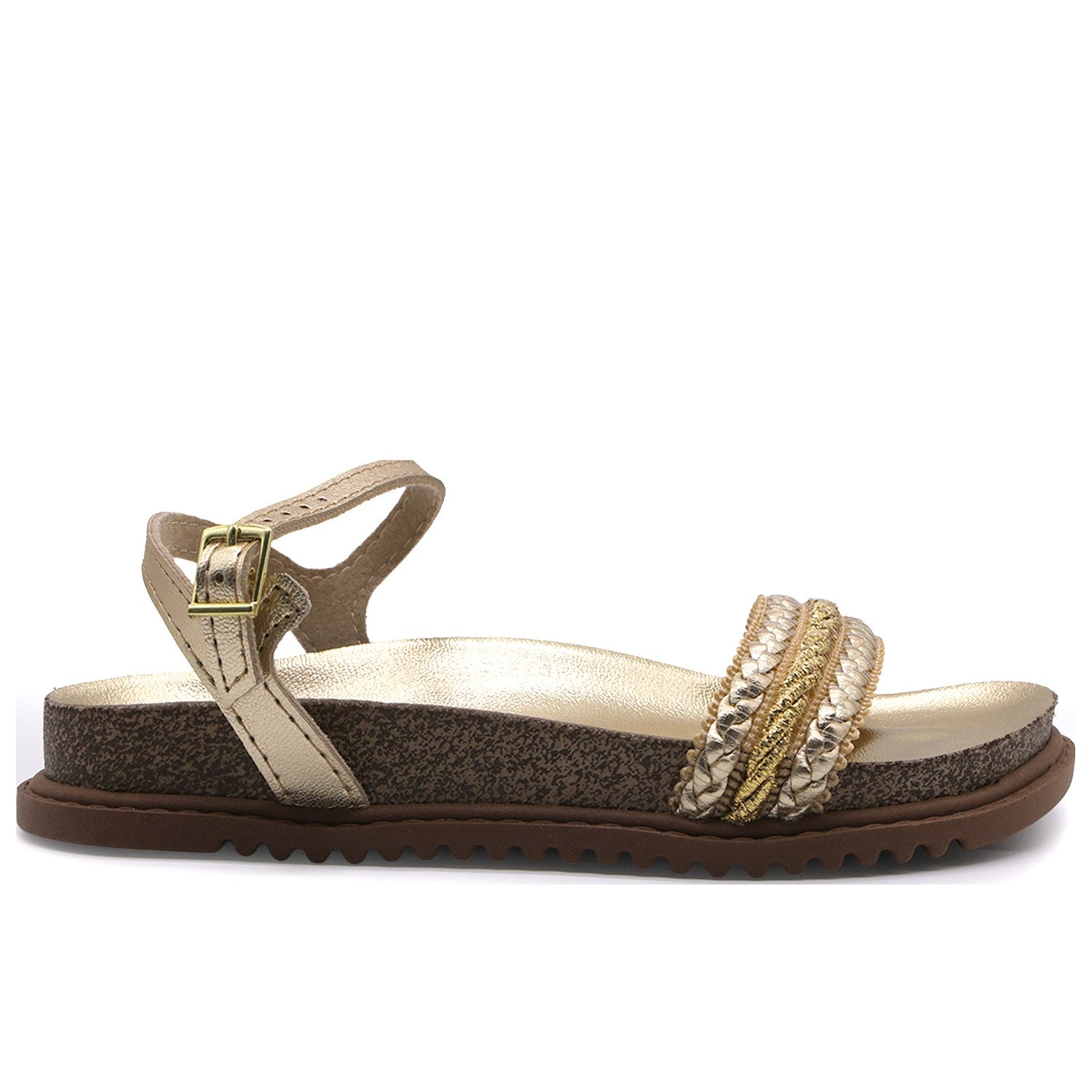 BR GIRLS BRAIDED CORK SANDALS