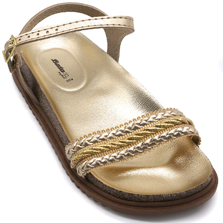 BR GIRLS BRAIDED CORK SANDALS