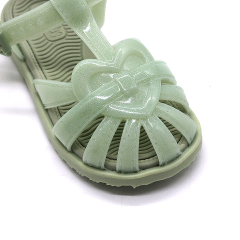 BR Green Jelly Heart Sandals