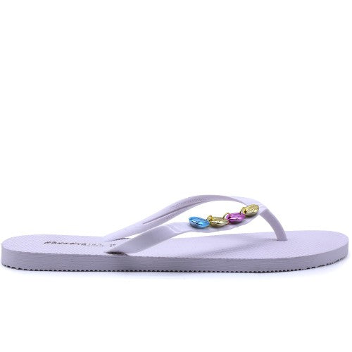 BR White Beach Shell Flip Flops