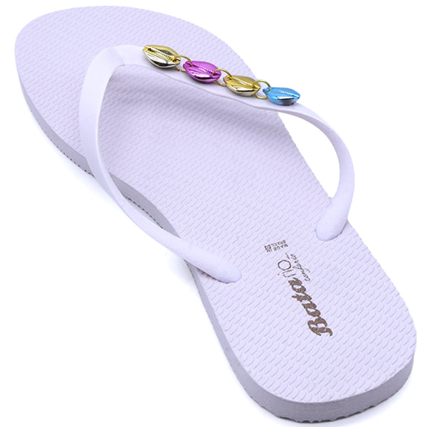 BR White Beach Shell Flip Flops