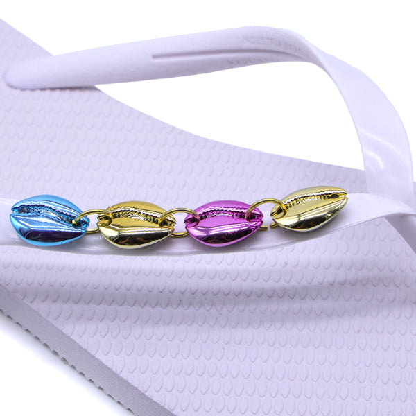 BR White Beach Shell Flip Flops