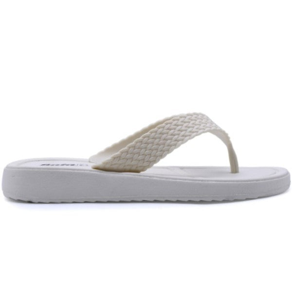 BR White Braided Thongs
