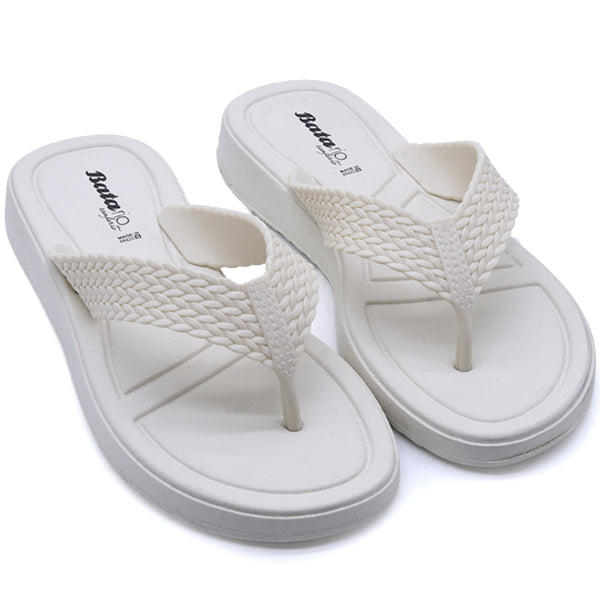 BR White Braided Thongs