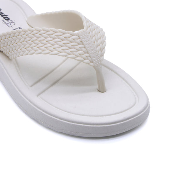 BR White Braided Thongs