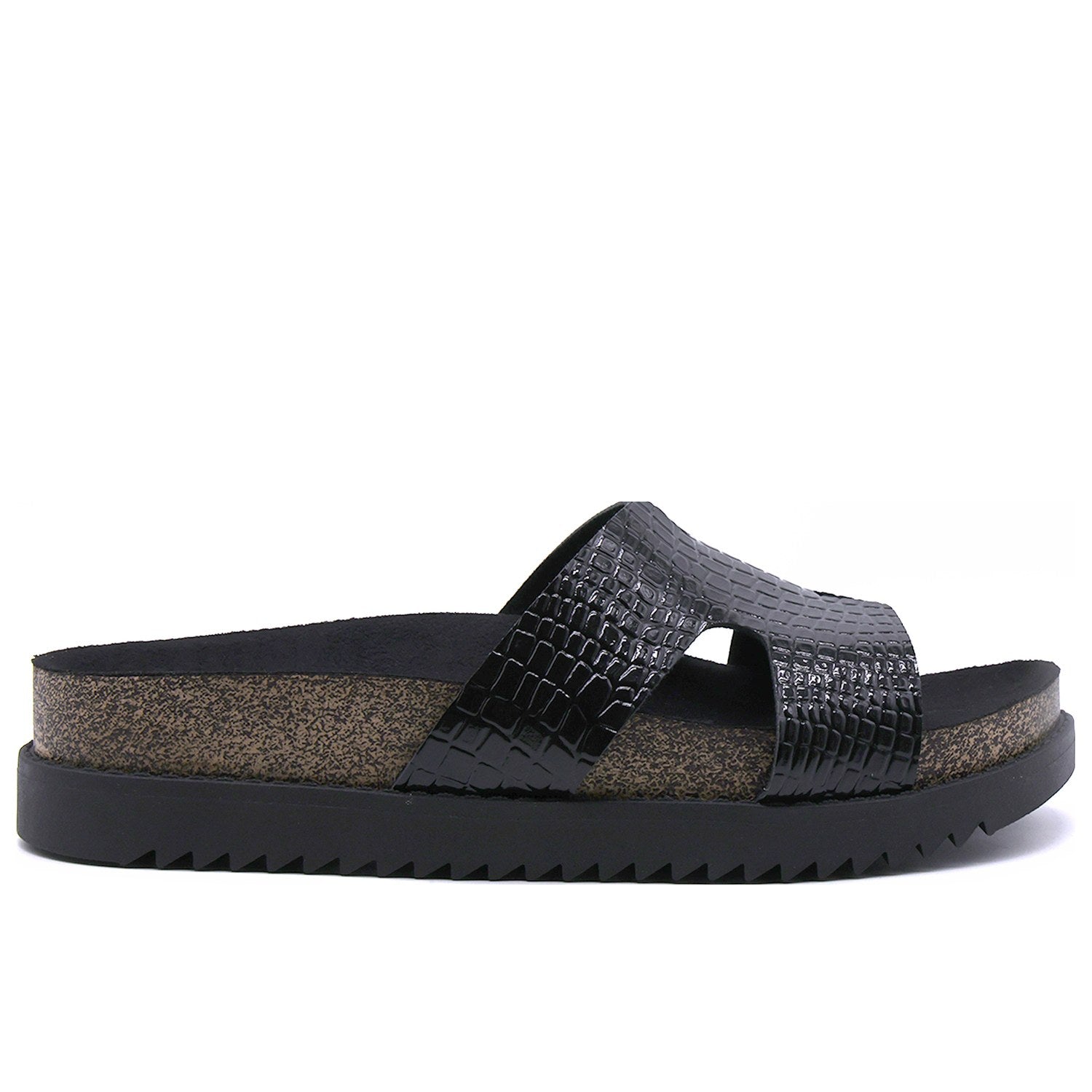 BR Black Croc Cork Slides