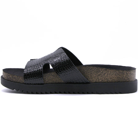 BR Black Croc Cork Slides