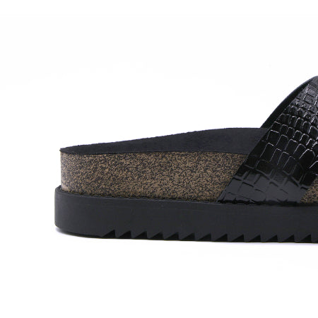 BR Black Croc Cork Slides