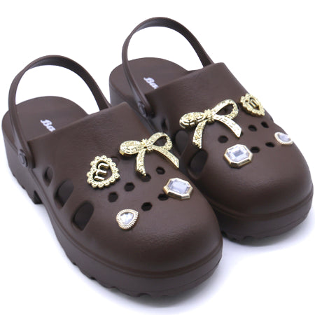 BR Brown Charmed Foam Clogs