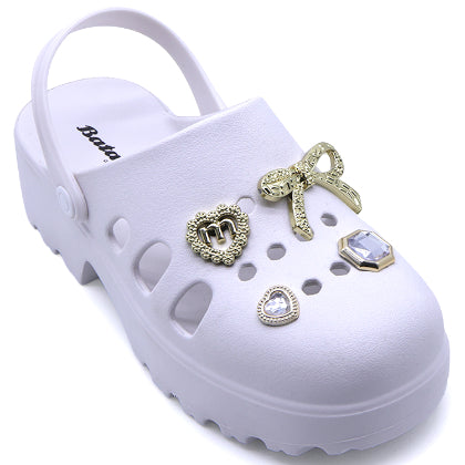 BR White Charmed Foam Clogs