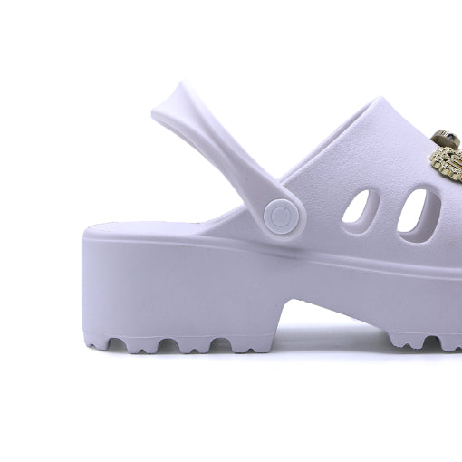 BR White Charmed Foam Clogs