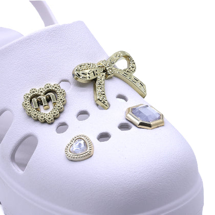 BR White Charmed Foam Clogs