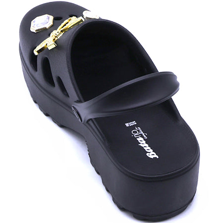 BR Black Charmed Foam Clogs