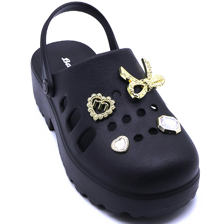 BR Black Charmed Foam Clogs