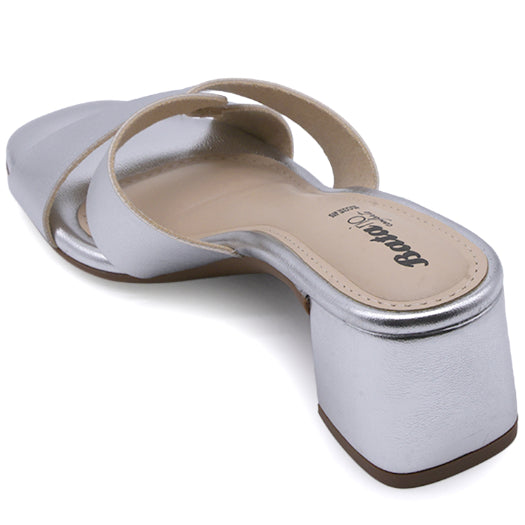 BR Silver Block Heel Mule