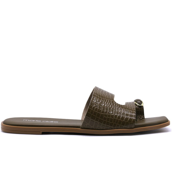 Marie Claire Olive Toe-Ring Slides