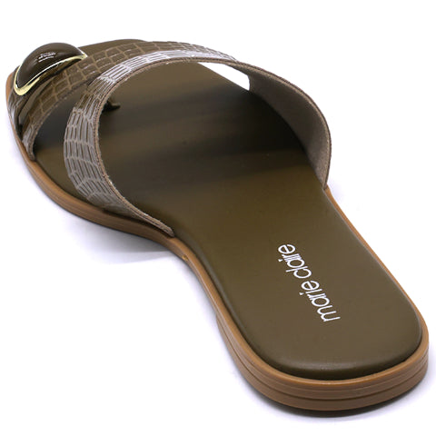 Marie Claire Olive Toe-Ring Slides