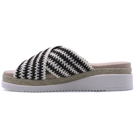BR Striped Crossover Espadrille Wedges