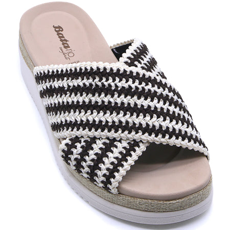 BR Striped Crossover Espadrille Wedges