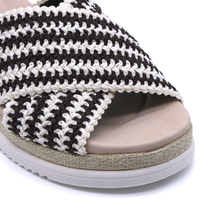 BR Striped Crossover Espadrille Wedges