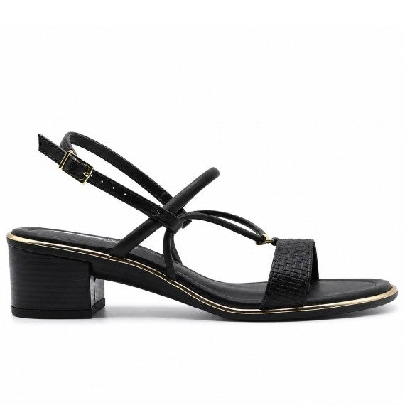 BR Gold Trimmed Black Textured Sandal