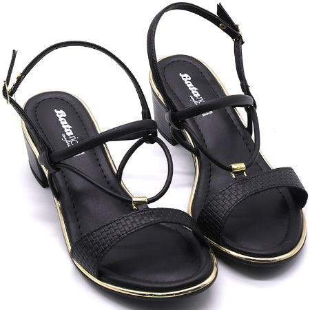 BR Gold Trimmed Black Textured Sandal
