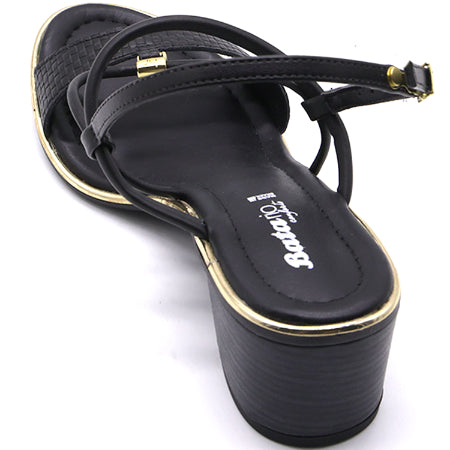 BR Gold Trimmed Black Textured Sandal