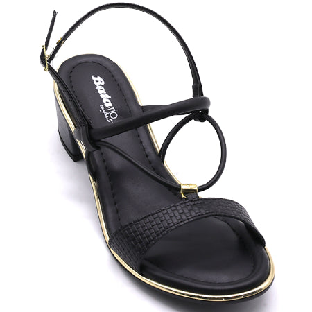 BR Gold Trimmed Black Textured Sandal