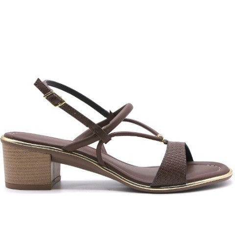 BR Gold Trimmed Brown Textured Sandal