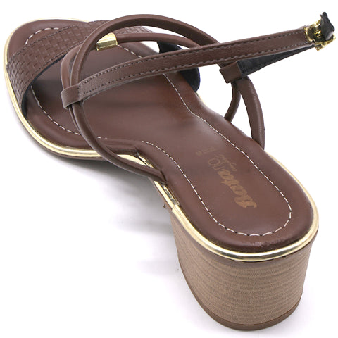 BR Gold Trimmed Brown Textured Sandal