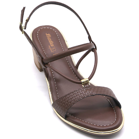 BR Gold Trimmed Brown Textured Sandal