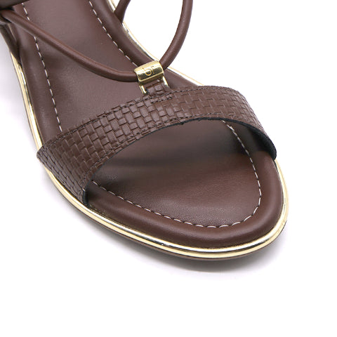 BR Gold Trimmed Brown Textured Sandal