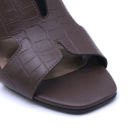 BR Brown Croc Cutout Sandal