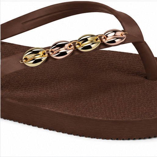 BR Brown Beach Shell Flip Flops