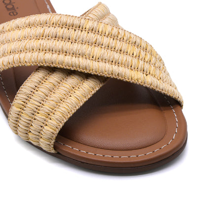 Marie Claire Natural Raffia Cross Strap Slides