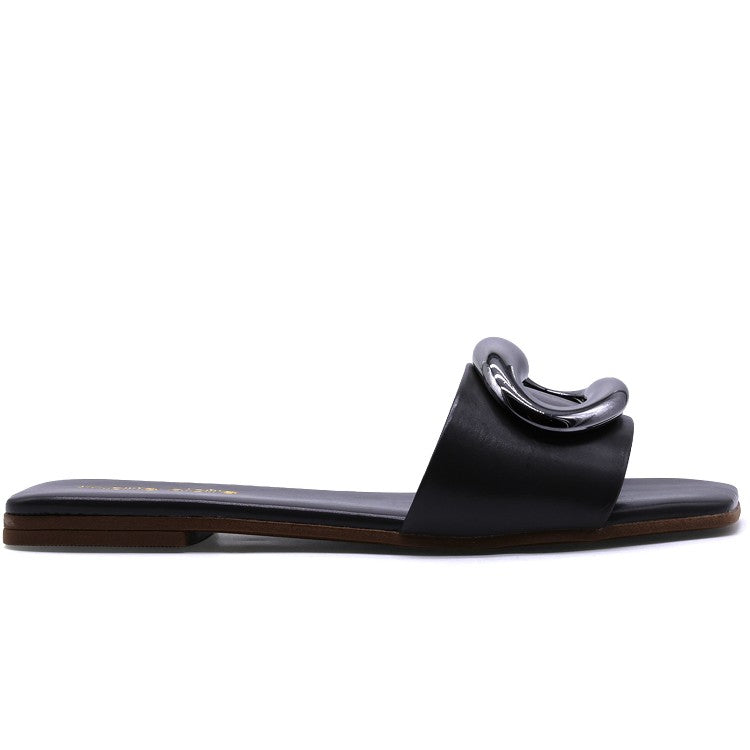 Marie Claire Pewter Buckle Slides
