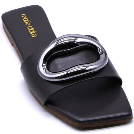 Marie Claire Pewter Buckle Slides