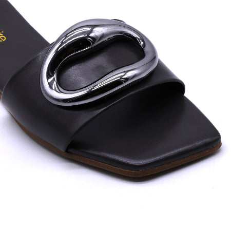 Marie Claire Pewter Buckle Slides