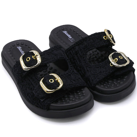 BR Reflex Tech Black Woven Slides