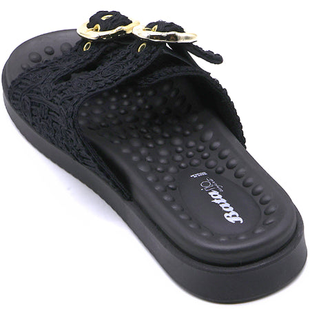 BR Reflex Tech Black Woven Slides
