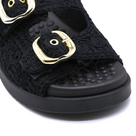 BR Reflex Tech Black Woven Slides