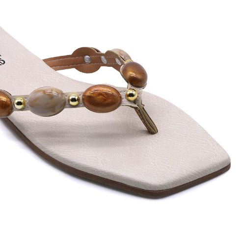 Marie Claire Beige Stones Thongs